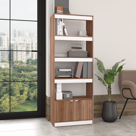 Manhattan Comfort Ratzer Bookcase in Brown and White BC-316AMC192